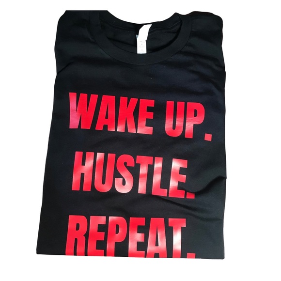 Mens t-shirt | Wake up. Hustle. Repeat. | red and black | new never worn - Picture 1 of 2